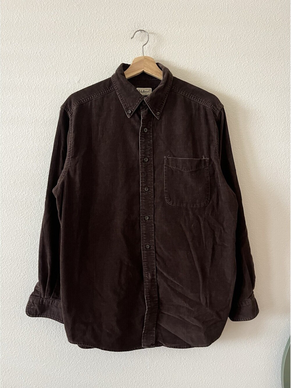 LL Bean Brown Corduroy Button Down Shirt Men's Size M